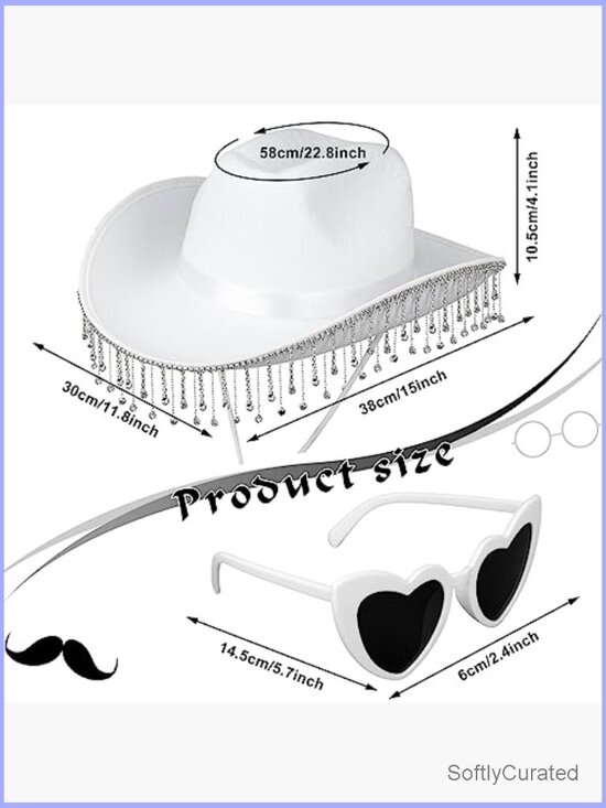 Rhinestone Cowgirl Hat with Fringe and Sunglasses main image 2